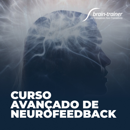 imagem de um cérebro iluminado com o escrito "curso avançado de neurofeedback"
