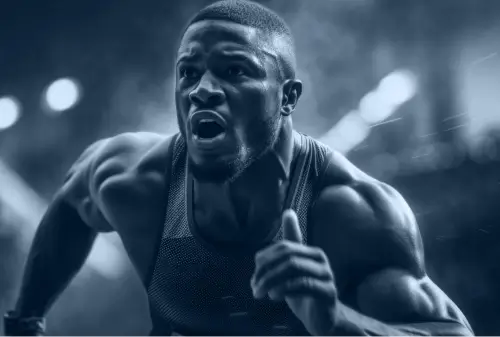 Atleta durante uma corrida, representando performance